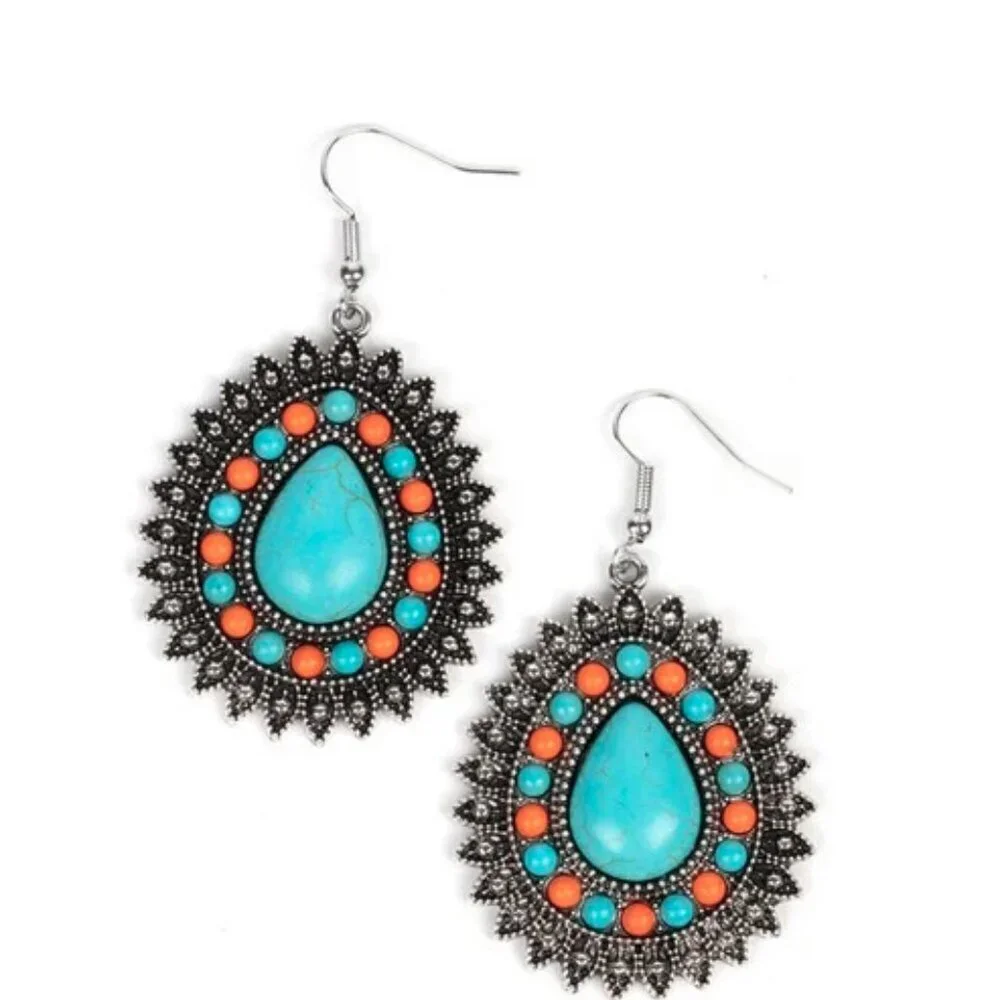 Paparazzi Jewelry Accessories - Sagebrush Sabbatical - Blue Earrings - Vintage
